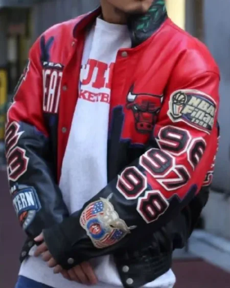 Jeff Three Peat Chicago Bulls Leather Jacket