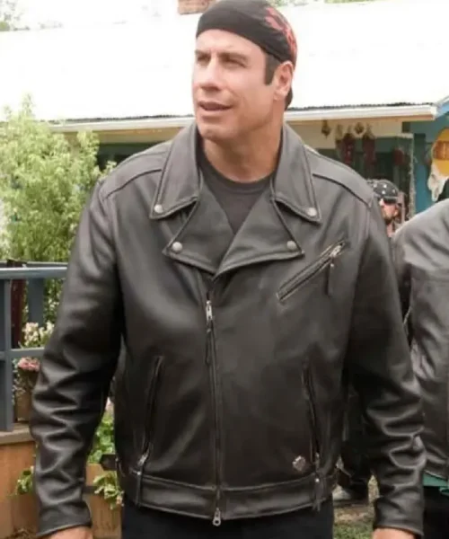 John Travolta Wild Hogs Black Leather Jacket
