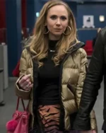 Juno Temple Ted Lasso S02 Keeley Jones Golden Puffer Jacket