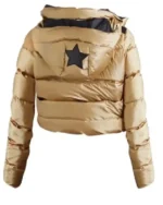 Juno Temple Ted Lasso S02 Keeley Jones Golden Puffer Jacket back