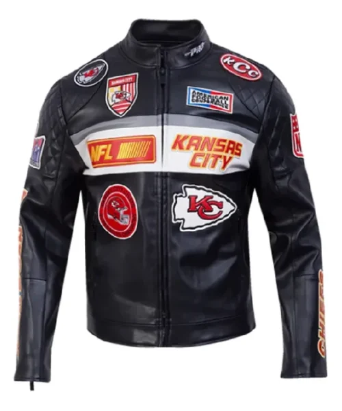 Kansas City Chiefs Moto Black Leather Jacket