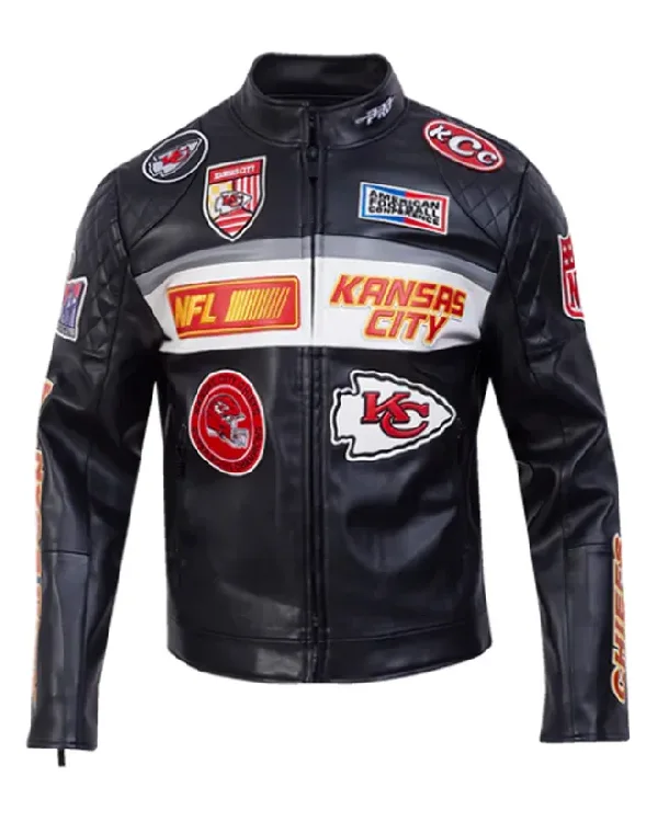 Kansas City Chiefs Moto Black Leather Jacket