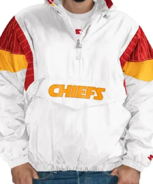 Kansas City Men’s Nylon Zip Pullover Chiefs Starter White Jacket