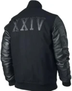 Kobe Bryant Black Leather Sleeves XXIV Jacket For Men and Women