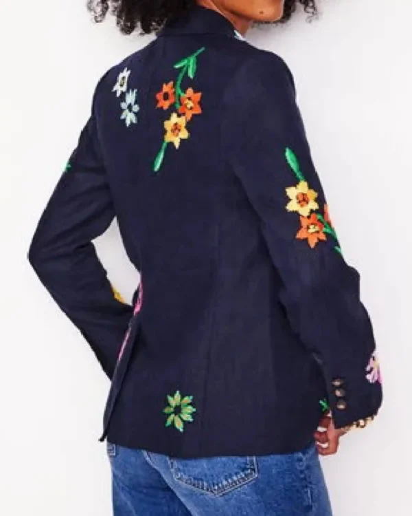 Lando Norris BMW PGA Championship 2025 Navy Blue Single-Breasted Blazer with Colorful Floral Print and  Multicolor Back
