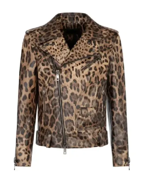 Leopard Print Leather Jacket