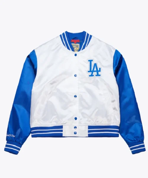 Los Angeles Dodgers Cropped Satin Full-Snap Jacket