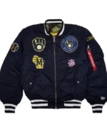 Milwaukee Brewers Black Ma-1 Bomber Jacket