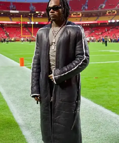 Monday Night Football Gunna Black Leather Coat