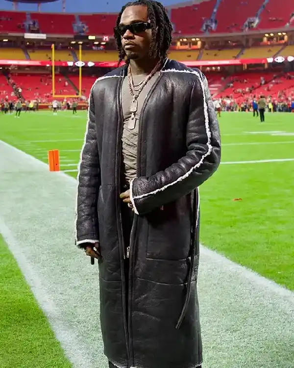 Monday Night Football Gunna Black Leather Coat
