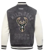 NBA Milwaukee Bucks Rebel Athletics Denim Varsity Jacket