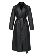 Naomi Watts NYC 2025 Black Long Leather Coat for sale