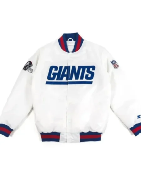 New York Giants Helmet Bomber White Jacket
