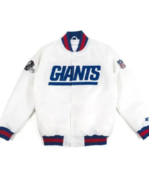 New York Giants Helmet Bomber White Jacket