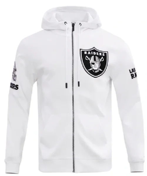 Nfl Las Vegas Raiders Classic Chenille Men's Full Zip Hoodie