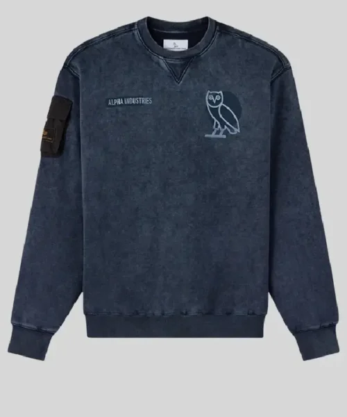 OVO x Alpha Industries Garment Dye Crewneck Sweatshirt
