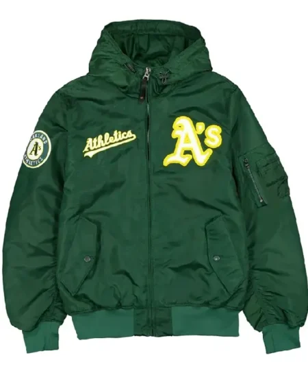 Oakland Athletics Historic L-2B Green Hooded Bomber Jacket