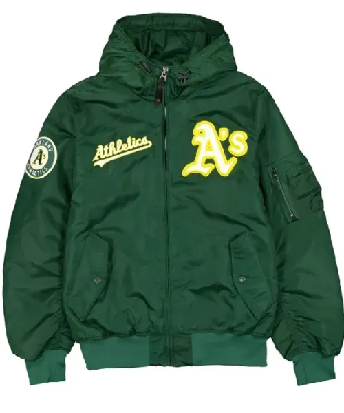 Oakland Athletics Historic L-2B Green Hooded Bomber Jacket