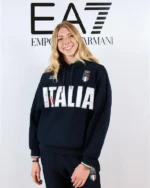 Olympic Games Paris 2024 Opening Ceremony Italy Team EA7 Emporio Armani Navy For Hoodie
