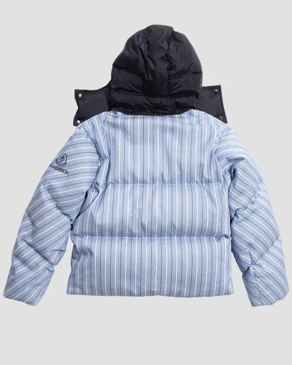Order JW Anderson x Moncler Striped Puffer Jacket In Blue For Sale Back