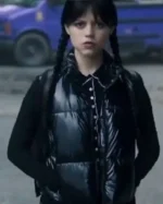 Order Jenna Ortega TV Series Wednesday 2025 Goody Addams Black Quilted Puffer Vest For Sale