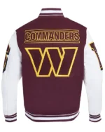 Order Men’s Washington Commanders Mashup Wool And Leather Varsity Jacket Sale Back