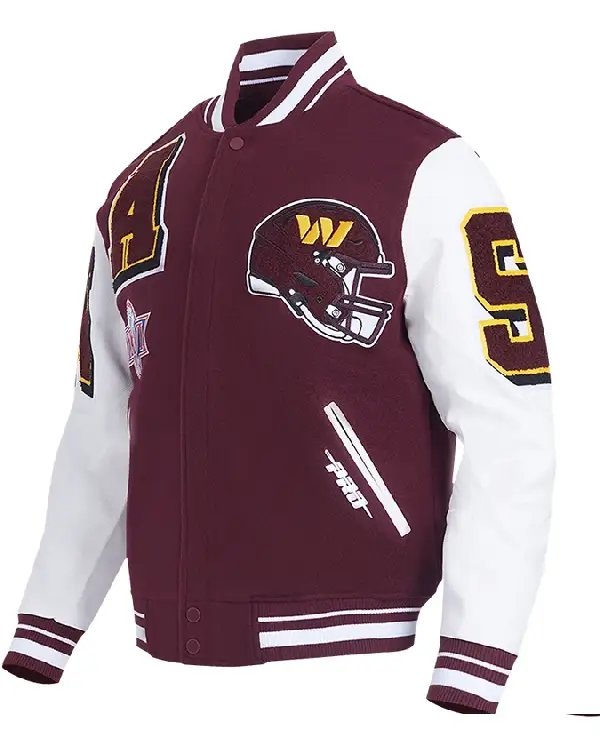 Order Men’s Washington Commanders Mashup Wool And Leather Varsity Jacket Sale