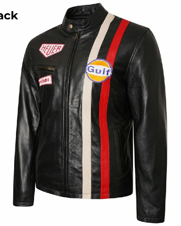Order Michael Delaney Le Mans Steve McQueen Leather Jacket For Sale Black Site post