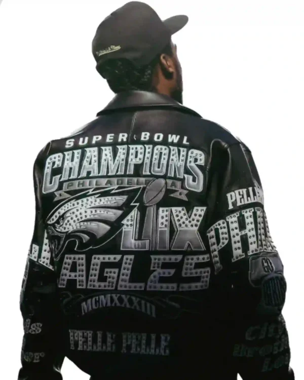 Order Now Pelle Pelle 2025 Philadelphia Eagles Championship Leather Bomber Jacket Sale Black Back