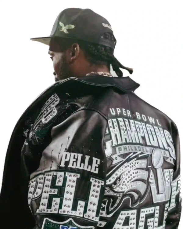 Order Now Pelle Pelle 2025 Philadelphia Eagles Championship Leather Bomber Jacket Sale back