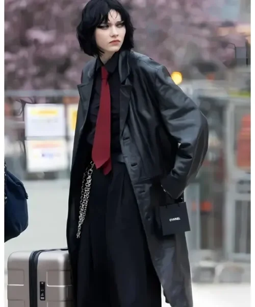 Paris Fashion Week 2025 Chanel Black Leather Trench Coat
