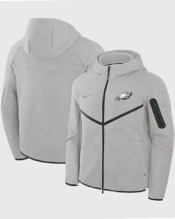 Philadelphia Eagles Tech Grey Fleece Windrunner Hoodie