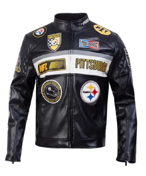 Pittsburgh Steelers Moto Black Leather Jacket