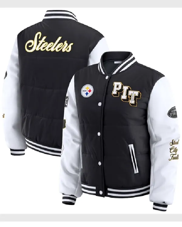 Pittsburgh Steelers WEAR by Erin Andrews Varsity Puffer Jacket