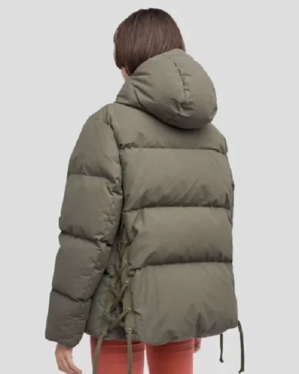 Rag and Bone Melania Trump Puffer Green Hooded Jacket Back