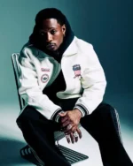 Recreated - Adidas x Avirex White Leather Bomber Jacket