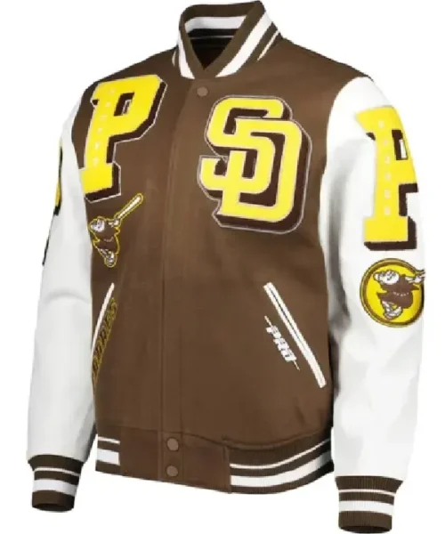 San Diego Padres Mashup Brown and White Varsity Jacket