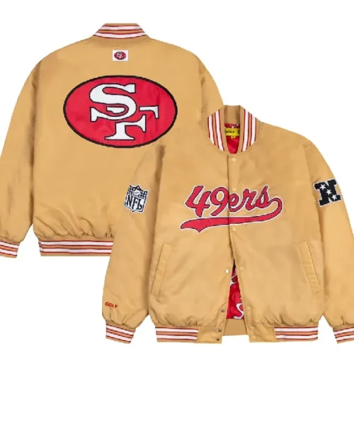 San Francisco 49ers GOLF WANG Gold Satin Bomber Jacket