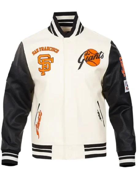 San Francisco Giants White And Black Varsity Wool Jacket