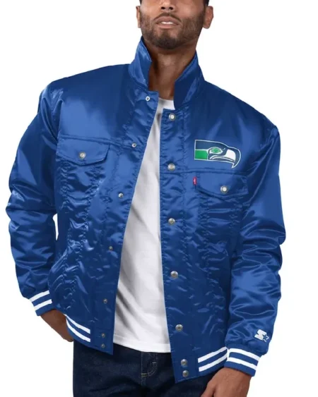 Seattle Seahawks Satin Blue Jacket