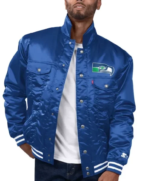 Seattle Seahawks Satin Blue Jacket