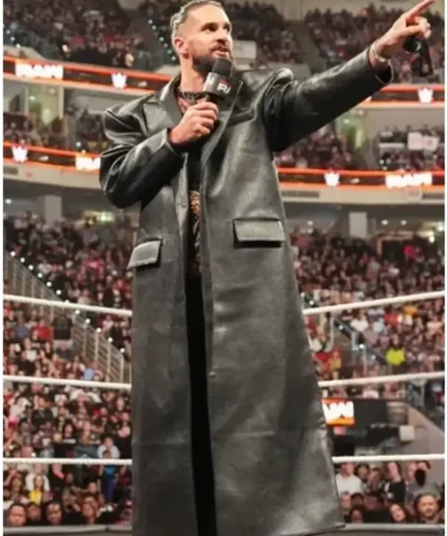 Seth Rollins Monday Night RAW Black Leather Long Coat
