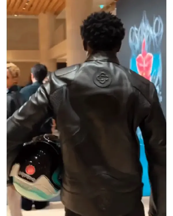 Shop 2025 Paris Fashion Week Casablanca Asake Black Leather Jacket Sale Back