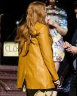 Shop Blake Lively, It Ends With Us 2024 Lily Mustard Leather Coat Sale Back