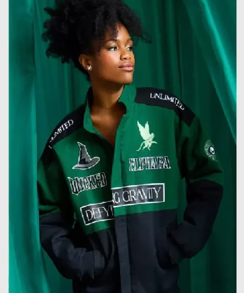 Shop Box Lunch Wicked Elphaba Defying Gravity Green & Black Racing Jacket