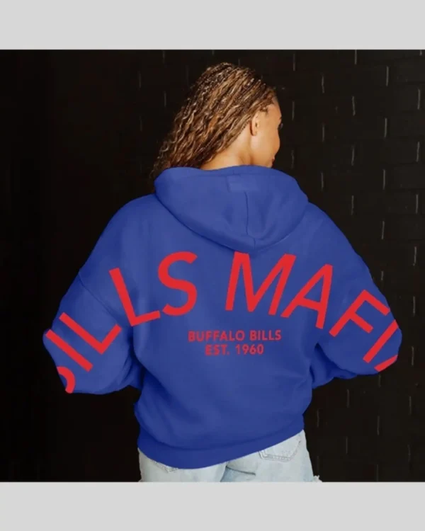 Shop Buffalo Bills Never Stop Oversized Premium Sweatshirt Hoodie Sale Back