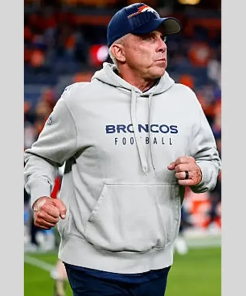 Shop Coach Sean Payton Nike Denver Broncos 2025 Grey Fleece Pullover Hoodie Sale
