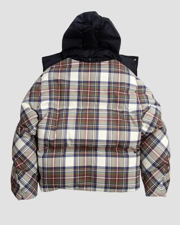 Shop JW Anderson x Moncler Plaid Puffer Jacket With Hood Sale Back