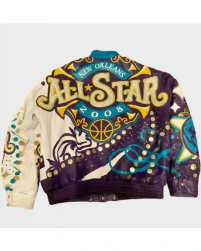 Shop Jeff Hamilton 2008 NBA All-Star New Orleans Multi-Color Leather Jacket Sale Back