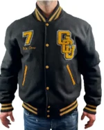 Shop Justice League Cyborg Victor Stone Gotham City University Jacket Black Varsity For Sale